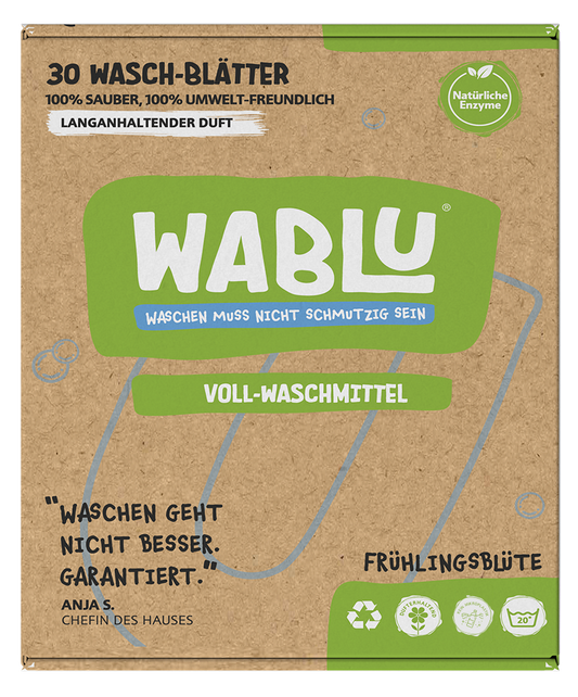 WABLU Vollwaschmittel | 30 WASCH-BLÄTTER